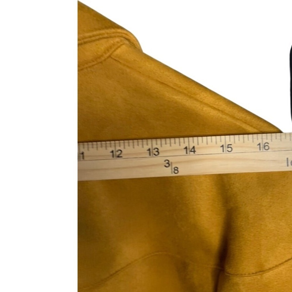 Forever 21 Mustard Yellow Faux Suede Fringe Western Shirt Medium - Picture 6 of 6